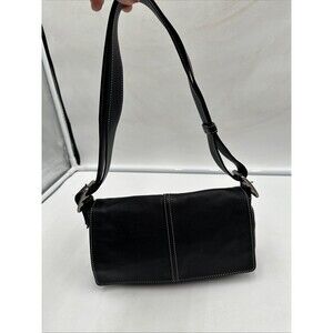 COACH G043-9848 Small Black Leather Crossbody Bag Purse Handbag Vintage